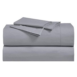 Royal Hotel Bedding Soft Cotton 4 Piece Sheets, 340 Thread Count Sheet Set, Solid 100% Cotton Sheet, Sateen Weave, Deep Pocket, King Size, Gray