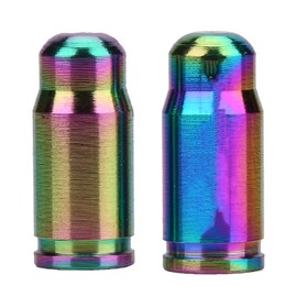2 Colors: TC4 Titanium Alloy Motorcycle Valve Cap, Gas Sleeve Cap, Bicycle Accessory, Flowy Light and Color, Lightweight and Compact, Glossy, 0.1 x 0.1 inch (3 x 2.6 mm)