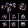 ORUZA 7 Pieces Dragon Eye Polyhedral Resin Game Dice DND
