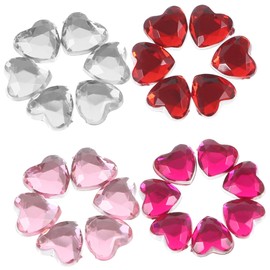 Tofficu 400pcs Heart Acrylic Rhinestones Flatback Gems for DIY Crafts Suitable for Clothing Accessories and Wedding Decorations Light Red Light Pink Rose Red White