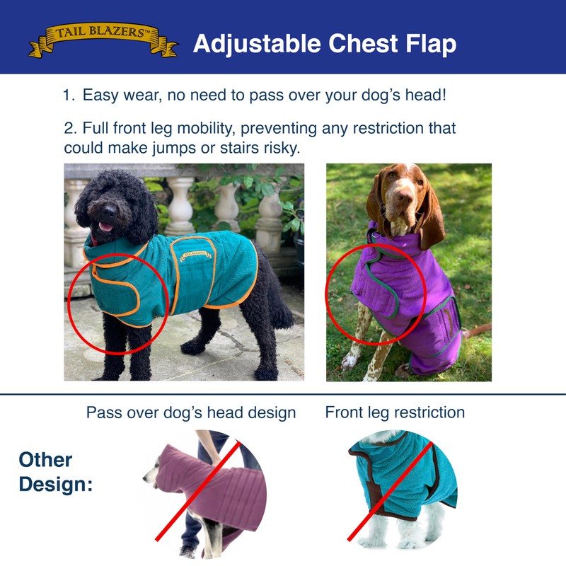 TAIL BLAZERS™ Quality Dog Drying Coat Keeps Dog Warm After