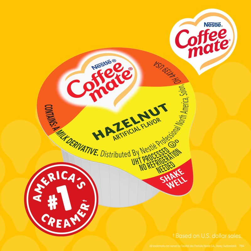 Nestle Coffee mate Coffee Creamer, Hazelnut, Liquid Creamer Singles, Non