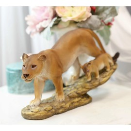 Safari African Lion Queen Lioness With Cub Family Statue 11"L Animal Collectible