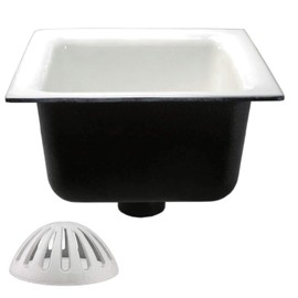 GSW Floor Sink with Dome Strainer, Cast Iron Body & Ceramic Surface 12”W x 12”L x 6”H - Perfect for Restaurant, Bar, Buffet (2” Drain)