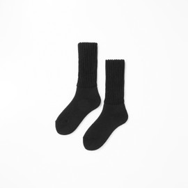 &ONDO Brushed Warm Room Socks, Middle Length, 8.7 - 9.8 inches (22 - 25 cm), Black, Thermal Effect Like a Magic Bottle, Warm Socks, Thermos