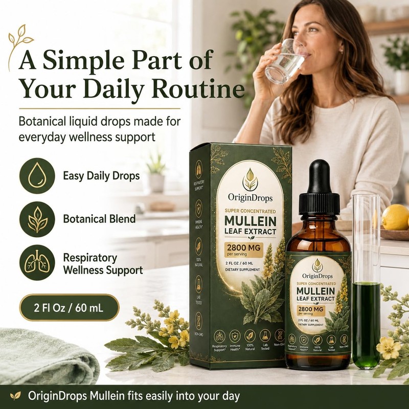 Origin Drops Mullein, Mullein Drops for Lungs, 2 Fl Oz,
