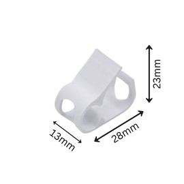 Tube Clamps, White, Pack of 5, 28 x 23 x 13mm
