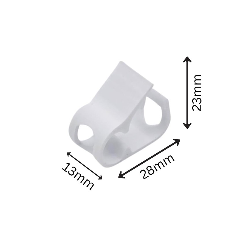Tube Clamps, White, Pack of 5, 28 x 23 x