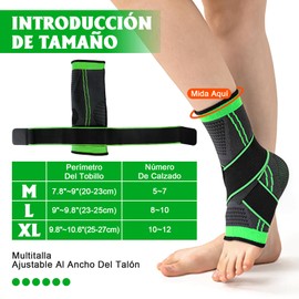 YINGDIHUT 1 Par Ajustable Tobillera para Esguince Ortopédica, Tobilleras Deportivas de Compresión, Esguinces Antideslizante Soporte de Tobillo Súper Elástico Transpirable，para Fitness、Tensión en el Tobillo (Verde-XL)