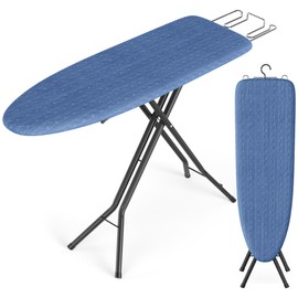 SONGMICS HOME Ironing Board, Foldable Iron Board, Height Adjustable up to 35 Inches, with 4 Layered Cover and Pad, Iron Rest, Hook, Steel X-Legs, for Home, Laundry Room, Dorm, Midnight Blue ULLB001Q01