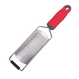 Heavy Duty Cheese Grater, 5.2 Inch x 2.2 Inch Wide Blade Stainless Steel Grater with Rubber Handle for Vegetables, Cheese and Lemon (Red)
