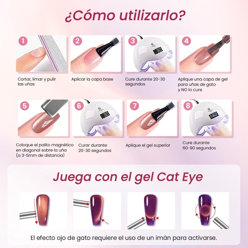 CHERIMOYA Kit de 6 Esmalte Ojo de Gato para Uñas