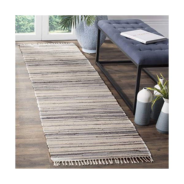 Safavieh Rag Rug Collection RAR126A Handmade Boho Stripe Cotton Runner,