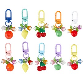 SUPERFINDINGS Pack of 10 5 Styles Fruit Pendant Key Ring Strawberry Bag Pendant Cherry Key Chain Bags Extension Chain Accessories for Handbags Bags Purses Car DIY Ornament