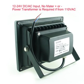 QUANS 20W 12V 24V AC DC Ultra Bright White LED Security Wash Flood Light Floodlight Lamp High Power Black Case Waterproof IP65 Superbright (Warm White), 12-24V Input Low Voltage