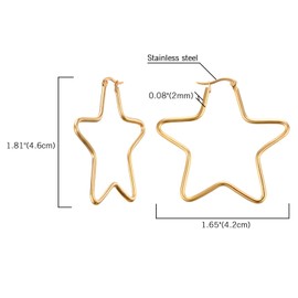 Cupimatch Hoop Hoop Earrings Stainless Steel Rhinestone Large Round Stud Earrings Star Earrings for Women Girlfriend Girls, Stainless Steel