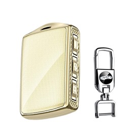 [KUNIO] Volvo Dedicated Key Case Key Holder Key Cover for Volvo XC40 XC60 XC70 XC90 S60 S80 S90 C30 V60 V70 V90 VX90 T5 T6 T8 2015 2018 PC Plastic Accessories Protection, golden
