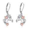 Horse Earrings Sterling Silver Horse Head Flower Dangle Earrings Horse