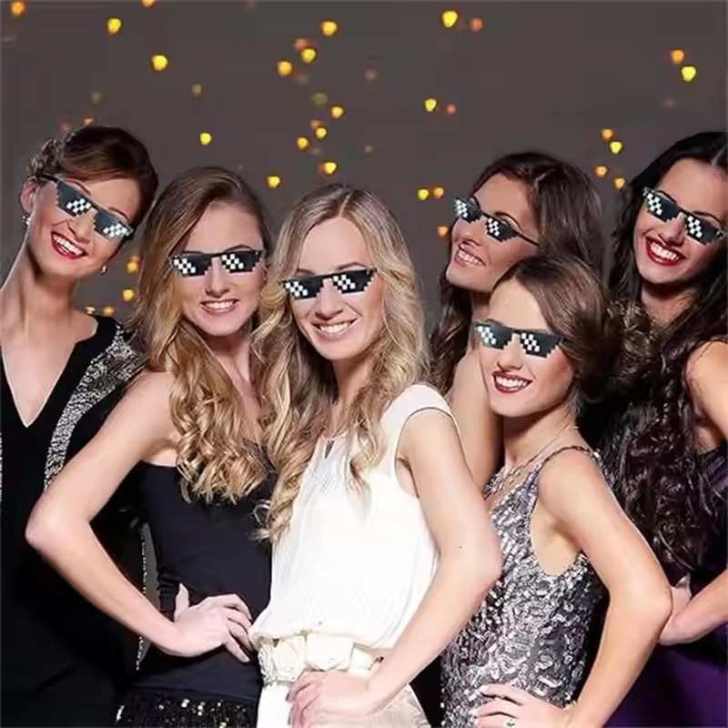 AOEVUIR Pack of 3 Pixel Sunglasses, Cool Funny Mosaic Glasses,