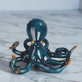 ICE ARMOR Hand Painted 6.75" W Blue Octopus Figurine Statue Sculpture Ornament Decoration Home/Room Decor Ideas for Housewarming, Holidays and Birthdays Great Collectible