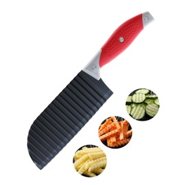 Crinkle Cut Knife, HIA Crinkle Cutter for Veggies, French Fry, Potato, Cucumber, Carrot and Fruit, Stainless Steel Wave Fries Cutter Slicer With Stylish Rubber Handle, Dishwasher Safe