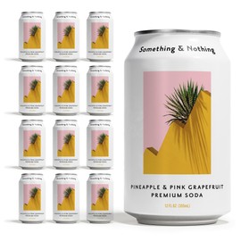 Something & Nothing Pineapple & Pink Grapefruit Flavoured Sparkling Water | Lightly Carbonated, Full Flavoured with Grape & Lemon Juice | Vegan & Low Calorie Soda | 12 Fl Oz Cans (Pack of 12)