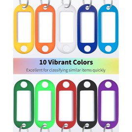 Uniclife 10 Pack 2 Inch Heavy Duty Plastic Keyrings in 10 Assorted Colours, Item Identification Markers with Blank Paper Labels, Protectors and Split Rings
