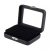 Novel Box Black Leatherette Glass Top Jewelry Case with BK/WH