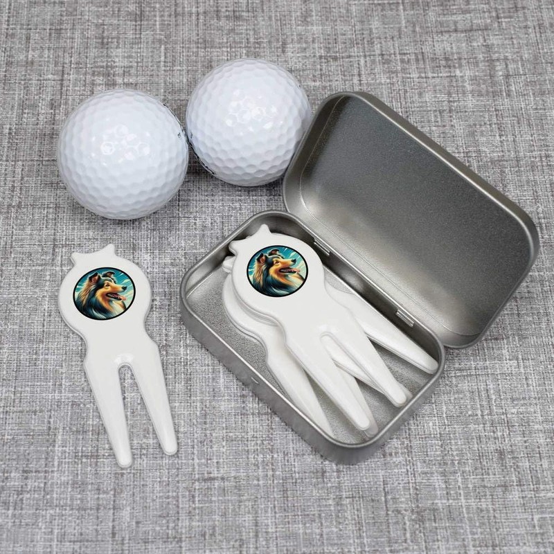 Azeeda 'Shetland Sheepdog Portrait' Golf Divot Tool/Repair Fork Gift Set