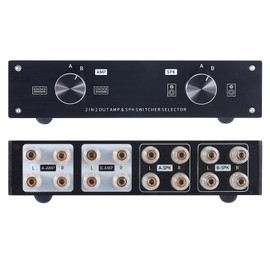 AtNeDcVh 2 Zone Amplifier Speaker Lossless Switcher Selector, 2 in 2 Out Amps Speakers Switch Control Box Splitter, 2 Way Stereo Audio A B Switches