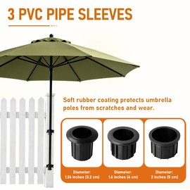 Stainless Steel Deck Umbrella Mount, Patio Railing Umbrella Holder Set