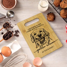 Qeheb Golden Retriever Bamboo Cutting Boards - Golden Dog Gifts for Kitchen