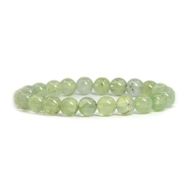 Justinstones Natural Green Prehnite Gemstone 8mm Round Beads Stretch Bracelet 7 Inch Unisex