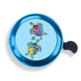 WIRESTER Blue Aluminum Round Bike Bell, Classic Ring Bicycle Bell, Bike Accessories Bell Ring for Adults Kids Girls Boys - Clear Sea Turtles Family
