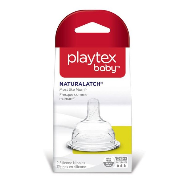 Playtex NATURALATCH NIPPLE, Fast (3-6M+) / 2EA