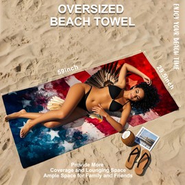 JKJNLHJE Bald Eagle Beach Towel,American Flag Microfiber Beach Towel,Extra Large 29.5” X 59” Absorbent Quick Dry Thin Sandproof Camping Towel for Pool Yoga Beach Vacation Accessories Essentials