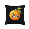 Mad Evil Angry Orange Fruit Funny Fruit Design Throw Pillow