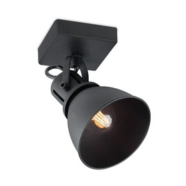 Home Sweet Home Industrial Spotlight | Black | with E14 Socket | 9.5 x 9.5 x 20.5 cm | For Living Room and Bedroom | Made of Metal | Bulb Not Included