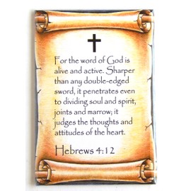 Hebrews 4:12 Bible Verse Fridge Magnet (2 x 3 inches)