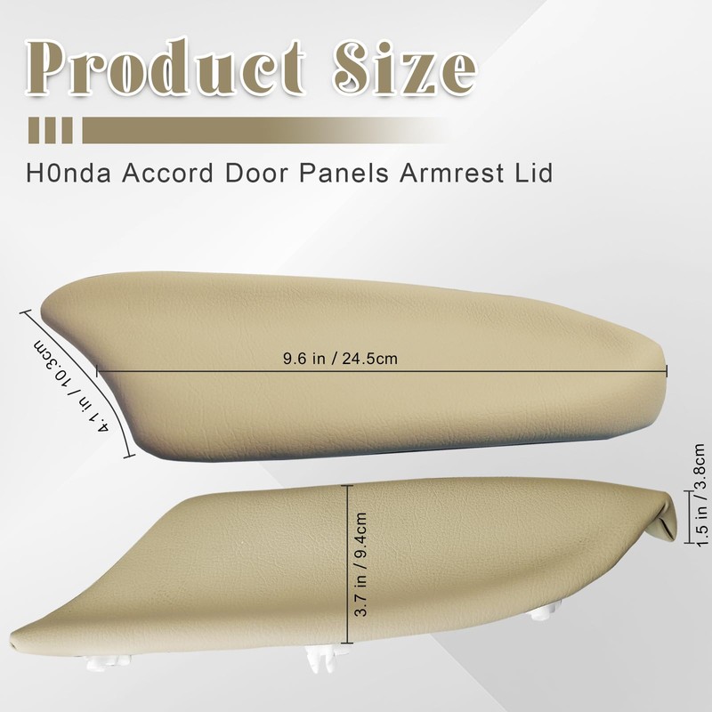 1 Pair Beige PU Leather Door Panel Armrest Cover for