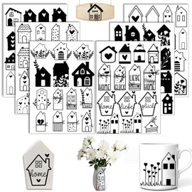 Rub On Sticker Flowers, Pack of 6 A5 Rub On Stickers, Rub On Foil Transfer Stickers, Rub On Flower, for Furniture, Glass, Wood, Scrapbooking, DIY Crafts Decoration (Home)
