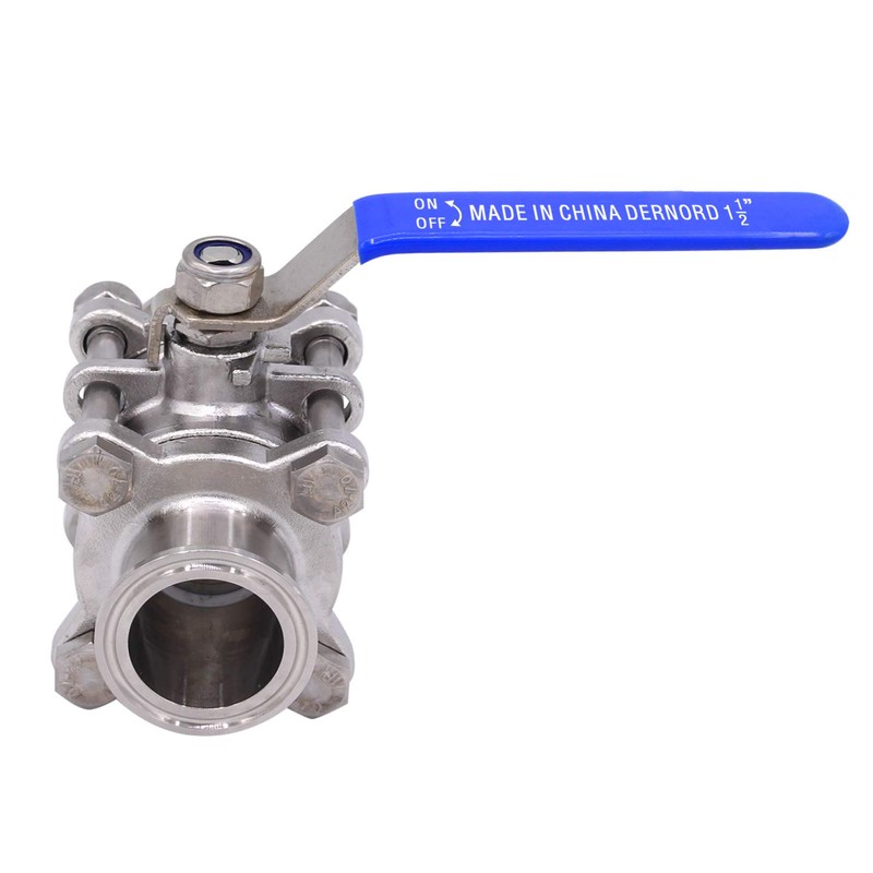DERNORD 1.5" Sanitary Ball Valve Fits 1.5" Tri-Clamp Clover Stainless