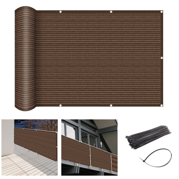 2'6" x 25' Brown Balcony Privacy Screen Fence Windscreen Cover