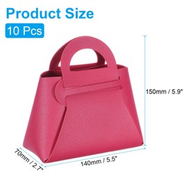 uxcell 10Pcs PU Leather Rose Red Gift Boxes with Handles, 6 x 3 x 6 Party Favor Bag with Ribbon Reusable Candy Gift Boxes for Weddings Bridal Baptisms Party Decoration