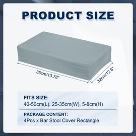 uxcell Bar Stool Cover Rectangle, Stretch Washable Saddle Counter Vanity Barstool Slipcover Seat Cushion Protector with Elastic Band for Wooden Metal Bench Chair(Light Gray, 4Pcs)