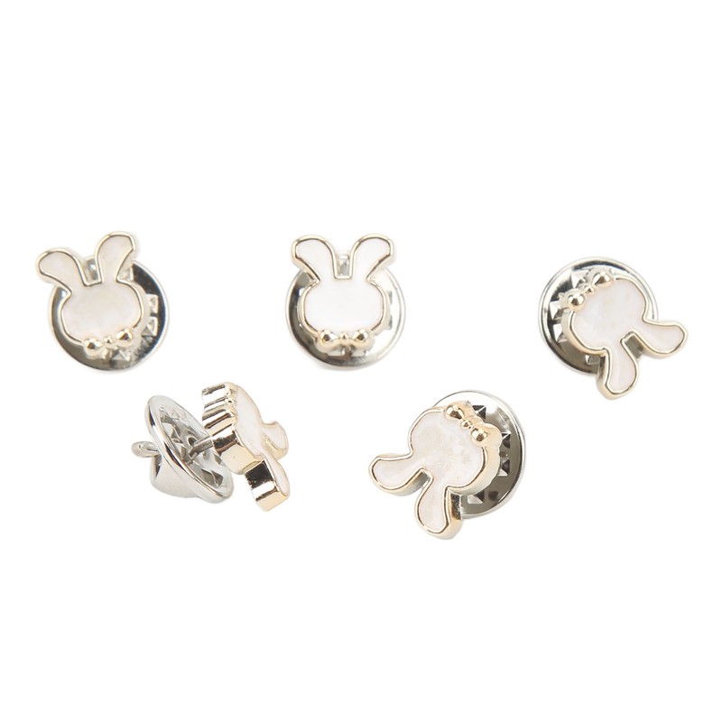 3 Boxes 150pcs Brooch Buttons White Rabbit Head Shape Detachable
