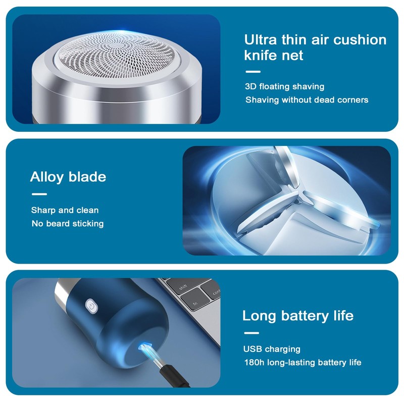 Rasierer Herren Elektrisch, Elektrorasierer Herren, Mini-Elektrorasierer, Elektrischer Rasierer Herren, Tragbarer