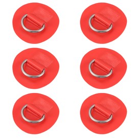 X AUTOHAUX 6pcs 6cm Red D Ring Patch PVC Stainless Steel Round Shape D Ring Pad for Surfboard Inflatable Boat Kayak Canoe Deck