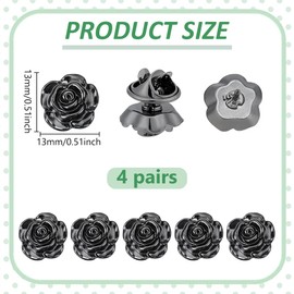 BENECREAT 8PCS Alloy Flower Brooch Pins, Black Rose Lapel Pins, Men's Brooch Pins Suit Accessories for Wedding Birthday Anniversary Father's Day 0.5x0.5inch