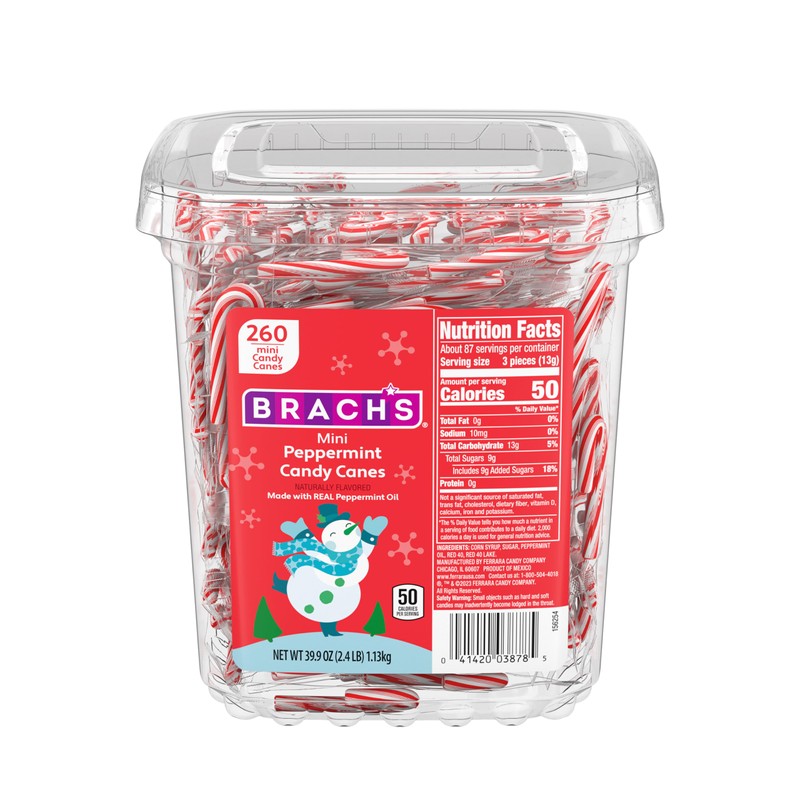 Brach's Mini Peppermint Candy Canes, Christmas Candy, Stocking Stuffers, Holiday